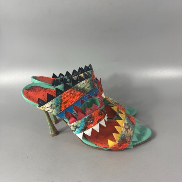 Manolo Blahnik Watersnake Arpege Sandals, Size 37 - Picture 2 of 14